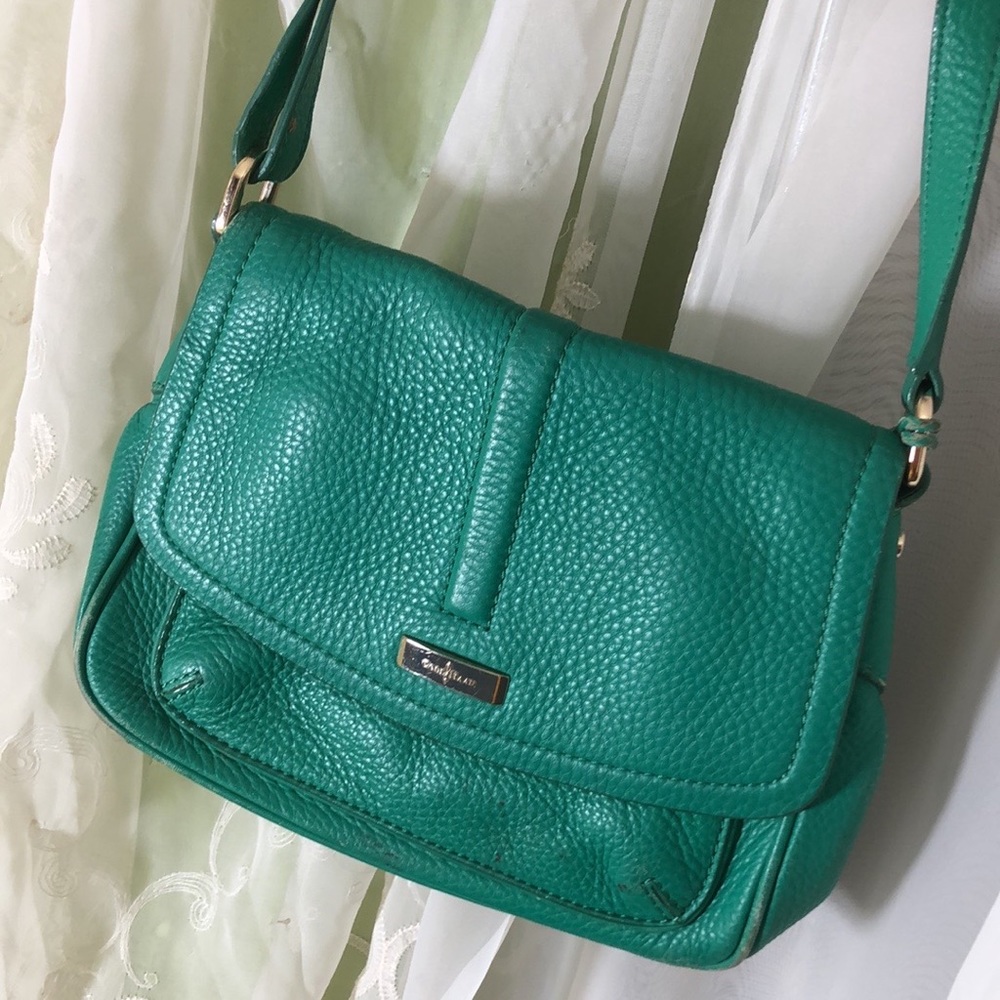 Kelly green Cole Haan leather cross body purse bag handbag St Patrick’s Day